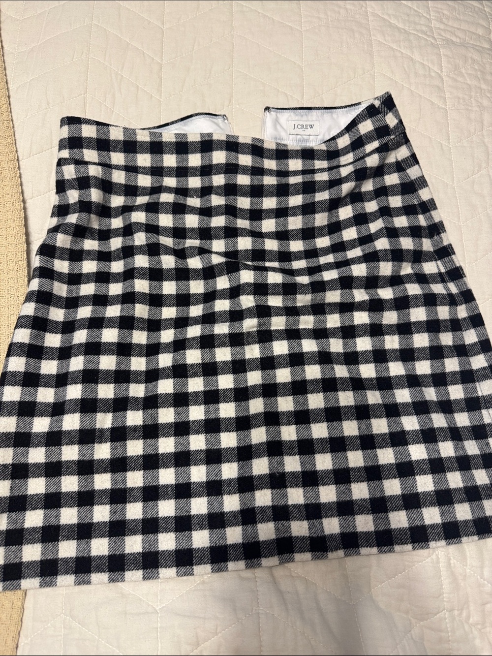 J. Crew Black and White Gingham Mini Skirt